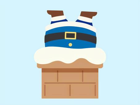 煙突に入るサンタ/青 煙突に入るサンタ/青 サンタ,煙突,かわいい,ベクター,クリスマス,行事,冬,12月,ワンポイント,挿絵のイラスト素材