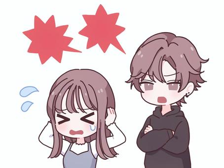 彼氏に怒られて泣く彼女 彼氏に怒られて泣く彼女 カップル,喧嘩,泣く,怒る,モラハラ,恋愛,彼氏,彼女,恋人,怒られるのイラスト素材