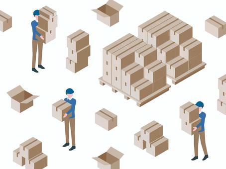 アイソメトリック_運送業 アイソメトリック_運送業 アイソメトリック,立体,アイソメ,斜め上,ダンボール,荷物,出荷,準備,梱包,物流のイラスト素材
