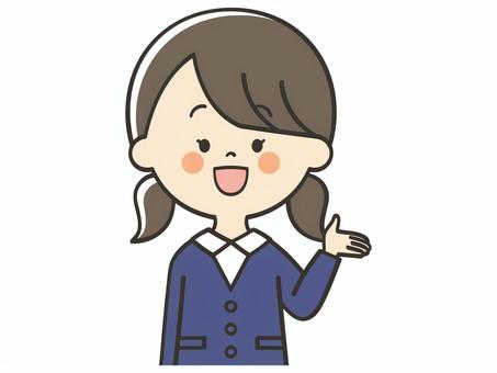 紹介する女の子 紹介,案内,説明,教える,紹介する,解説,アドバイス,重要,誘導,笑顔のイラスト素材
