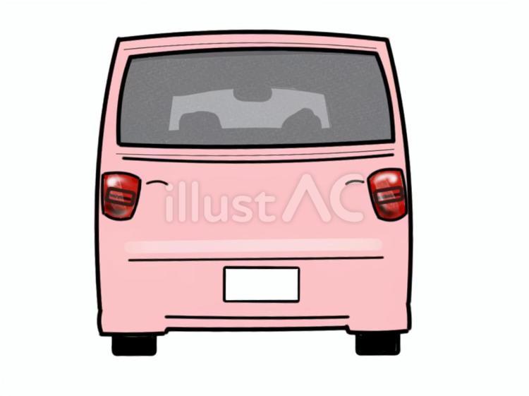自動車　バン　後ろから見たところ　ピンク 自動車,車,自家用車のイラスト素材