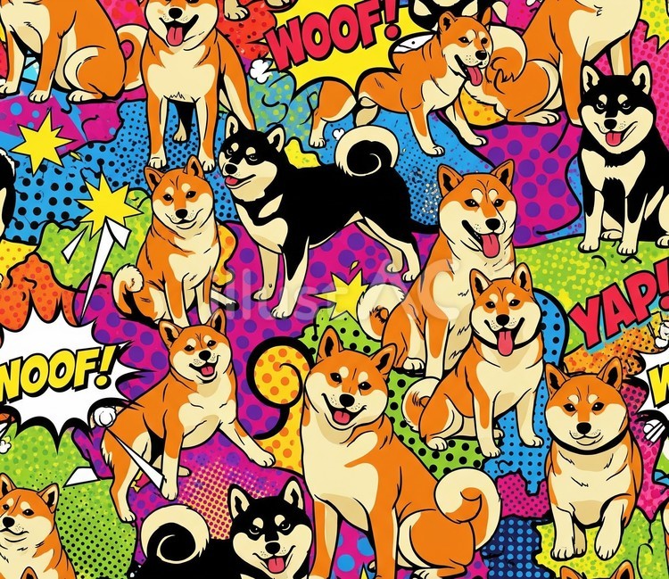 POPな柴犬 黒柴,柴犬,かっこいいのイラスト素材