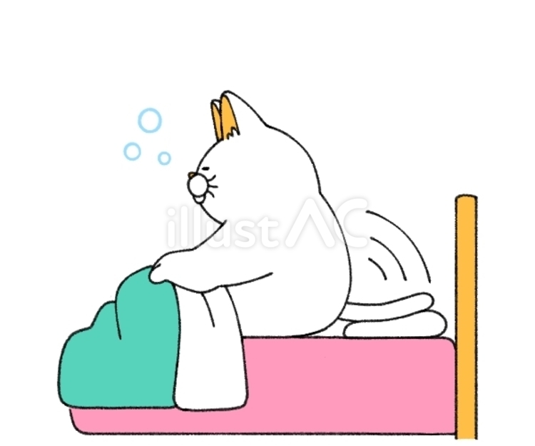 目覚める猫 目覚める猫 猫,キャラクター,手描きのイラスト素材