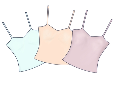 キャミソールカップ付き3枚セット 女性用,レディース,下着,肌着,衣類,ブラキャミ,カップ付き,インナー,着替え,シンプルのイラスト素材