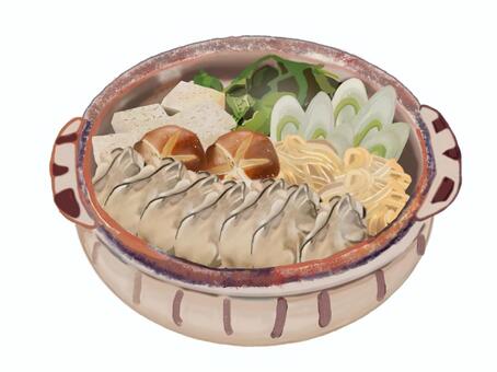 牡蠣鍋 牡蠣,鍋,料理,冬,郷土料理,和食,挿絵,手書き,名物,食べ物のイラスト素材