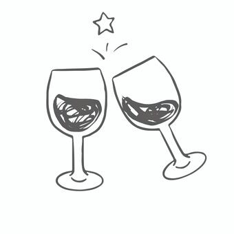 ワイングラス（シンプル） ワイン,乾杯,グラス,ワイングラス,赤ワイン,2人,飲み会,忘年会,メニュー,バーのイラスト素材
