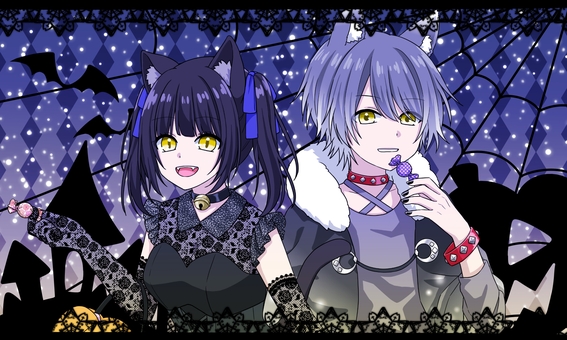 男の子・女の子 人物,男の子,女の子,キャラクター,猫耳,犬耳,狼耳,獣人,ハロウィン,コスプレのイラスト素材