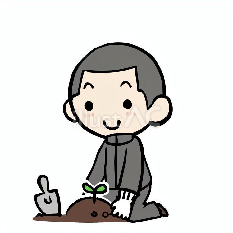 芽を植える学生少年 少年,芽,植えるのイラスト素材
