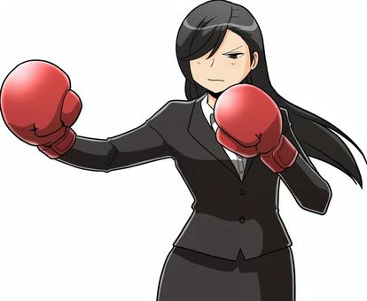 ボクサーOL 人物,女性,女子,ボクシング,格闘,ボクサー,スーツ,会社員,キャリアウーマン,ビジネスのイラスト素材
