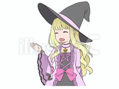 説明する、案内する、紹介する笑顔の魔女