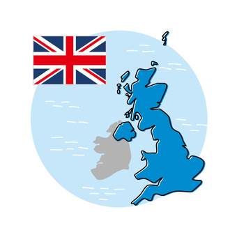 イギリス地図と国旗 イギリス,地図,地形,国旗,地理,国,ユニオンジャック,イングランド,スコットランド,グレートブリテンのイラスト素材