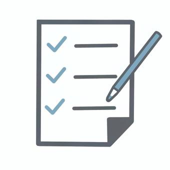 チェックリスト　青　鉛筆 書類,チェックリスト,todoリスト,アンケート,鉛筆,ペン,青,水色,進捗管理,シンプルのイラスト素材