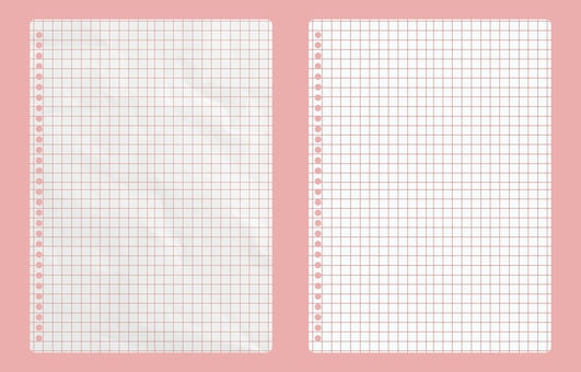 ピンクの線の方眼ルーズリーフ ルーズリーフ,ノート,紙,線,メモ帳,ピンク,白,方眼紙,イラスト,文房具のイラスト素材