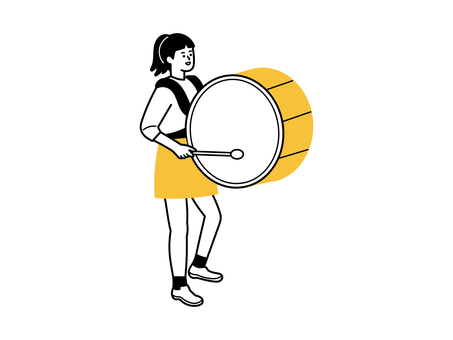 バスドラムをたたく女子学生 バスドラムをたたく女子学生 バスドラム,大太鼓,楽器,音楽,マーチングバンド,練習,行進,叩く,女子学生,女性のイラスト素材