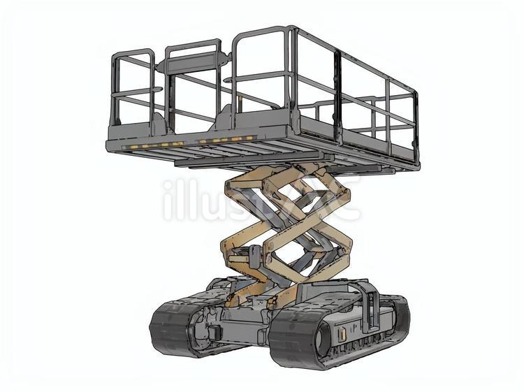 建設工事設備点検用クローラー式高所作業車 安全教育,高所作業車,電気通信業のイラスト素材