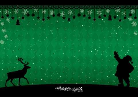 クリスマス背景-4（A4横） クリスマス,背景,シルエット,トナカイ,サンタ,サンタクロース,リース,飾り,雪の結晶,雪のイラスト素材
