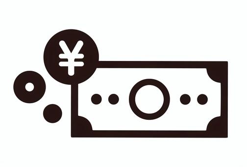お金のモノクロアイコン1 お金,円マーク,紙幣,マーク,アイコン,簡単,イメージ,シルエット,白黒,モノクロのイラスト素材