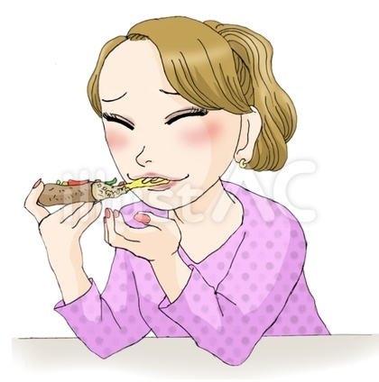 ピザを食べる女性