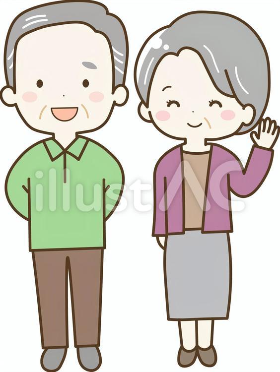 笑顔のシニア夫婦　全身 シニア,夫婦,笑顔のイラスト素材