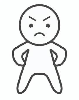 怒り顔の人物イラスト 人物,日本人,怒る,怒り,不満,叱る,注意,表情,仁王立ち,感情のイラスト素材