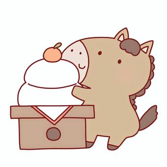 鏡餅と馬
