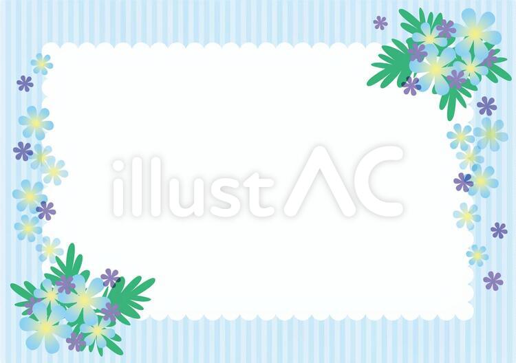 青い花のフレーム2 花,フラワー,flowerのイラスト素材