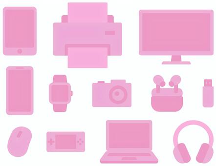 デジタル家電（レッド） デジタル家電,家電,タブレット,プリンター,モニター,テレビ,tv,スマホ,スマートフォン,携帯電話のイラスト素材