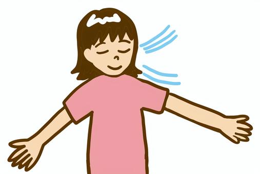 深呼吸　女性 深呼吸,女性,息,吸う,履く,深く,ゆっくり,リラックス,上半身,酸素のイラスト素材