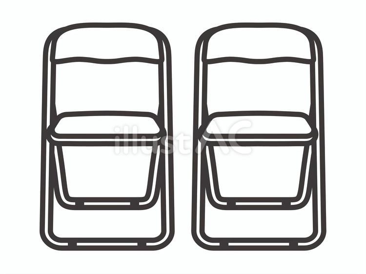 パイプ椅子２脚（正面）セット03 パイプ椅子,学校,イベントのイラスト素材