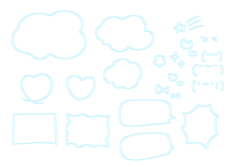 シンプル手描き枠セット 枠,吹き出し,フキダシ,手描き,手書き,フレーム,見出し,装飾,マーカー,ポイントのイラスト素材