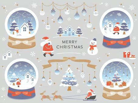 クリスマス・スノードームのイラスト素材