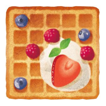 ワッフル スイーツ,ワッフル,食べ物,ベリー,生クリーム,おいしいのイラスト素材