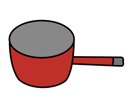 片手鍋赤 片手鍋,鍋,調理道具,生活,シンプル,かわいい,赤,料理,キッチン用品のイラスト素材