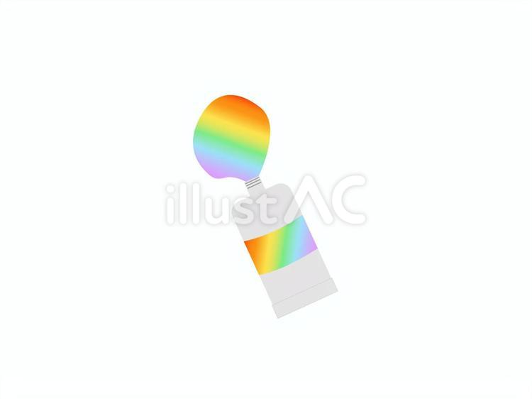 虹色の出る絵の具のアイコン 絵の具,虹色,チューブのイラスト素材