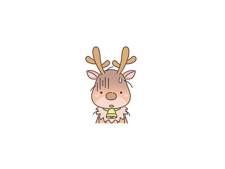 ドン引きするトナカイ 戸惑い,困惑,引く,拒絶,ショック,カラー,トナカイ,クリスマスのイラスト素材