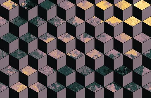 ダークカラーマーブルキューブ柄 マーブル,パターン,幾何学,キューブ,立方体,六角形,ハニカム,背景,壁紙,紫のイラスト素材