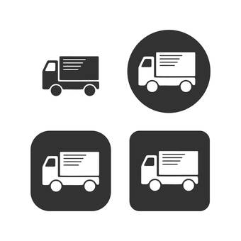 トラック・配送マークのイラスト4種セット トラック,配送,物流,運送,車,自動車,ピクトグラム,マーク,アイコン,丸のイラスト素材