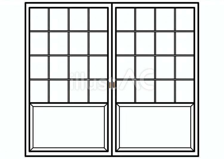 障子2-1c 障子,建て具,引き戸のイラスト素材