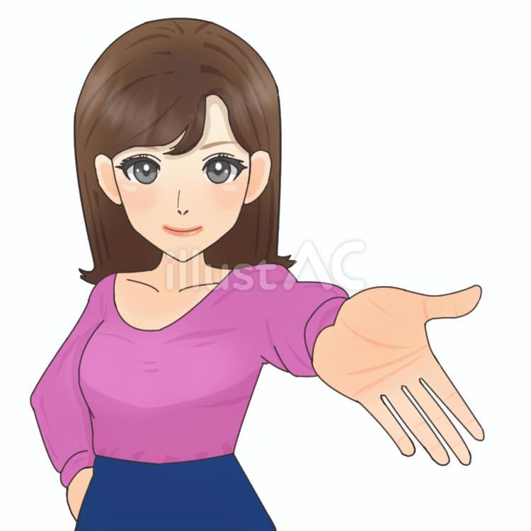 手を差し出して案内している女性 手,差しだす,案内のイラスト素材