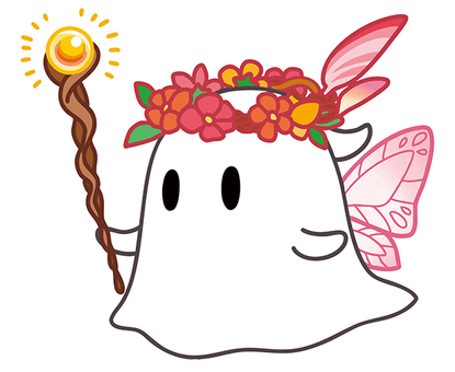 妖精の仮装をするおばけ 妖精の仮装をするおばけ ハロウィン,おばけ,オバケ,かわいい,秋,シンプル,可愛い,10月,イベント,子供向けのイラスト素材