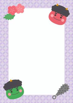 節分のかわいい和柄フレーム、紫色 節分のかわいい和柄フレーム、紫色 節分,鬼,フレーム,背景,あしらい,和柄,和柄フレーム,飾り,飾り枠,2月のイラスト素材