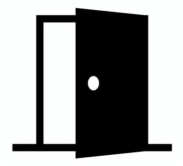 開いているドアのシルエットアイコン1 ドア,アイコン,シルエット,戸,扉,入口,出口,玄関,開く,未来のイラスト素材