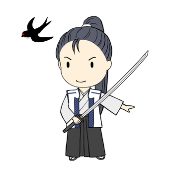 佐々木小次郎 佐々木小次郎,剣豪,剣客,ツバメ,燕,江戸時代,人物,歴史,日本史,二頭身のイラスト素材