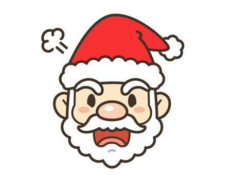 サンタクロース_04 サンタ,サンタクロース,クリスマス,聖夜,帽子,髭,顔,正面,怒り,怒るのイラスト素材
