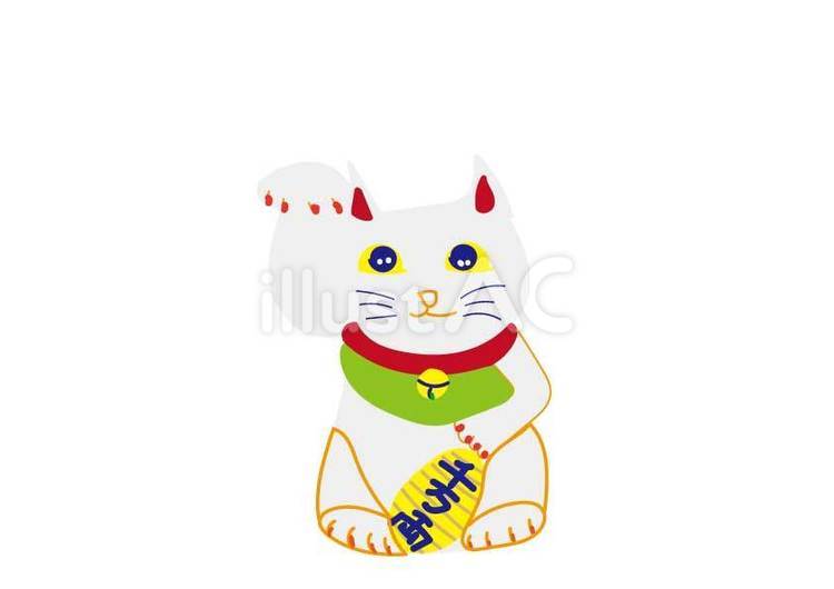 手描き　招き猫③ 招き猫,ネコ,縁起物のイラスト素材