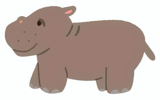 横を向いて微笑んでいる可愛いカバ 横を向いて微笑んでいる可愛いカバ カバ,動物,動物園,微笑む,シンプル,かわいい,全身,横向き,哺乳類,表情のイラスト素材