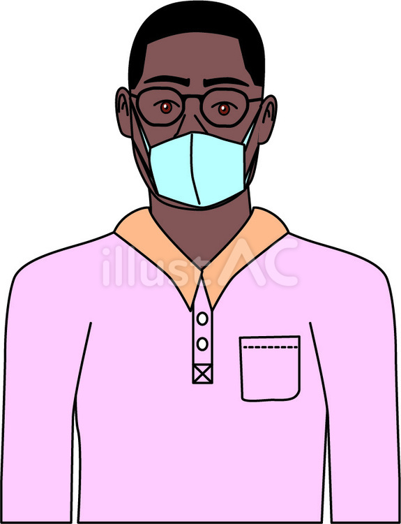 外国人の男性 外国人,アフリカ系,眼鏡のイラスト素材