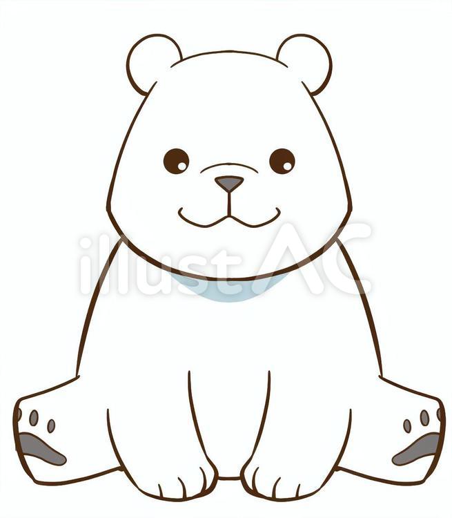 お座りしろくま お座り,かわいい,デフォルメのイラスト素材