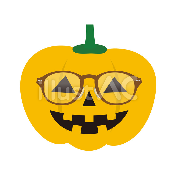 ハロウィン・メガネをかけたかぼちゃ1 ハロウィン,かぼちゃ,ジャックオーランタンのイラスト素材