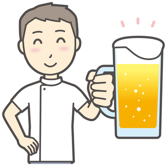  理学療法士男-328-バスト ビール,笑顔,理学療法士,整体師,白衣,医療,病院,柔道整復師,カイロプラクティック,鍼灸師のイラスト素材